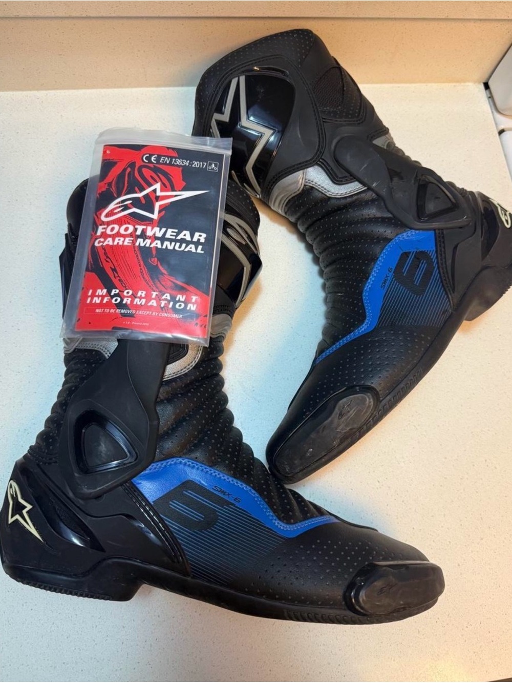 Alpinestars Black and Blue Men's Motorcycle Racing Boots